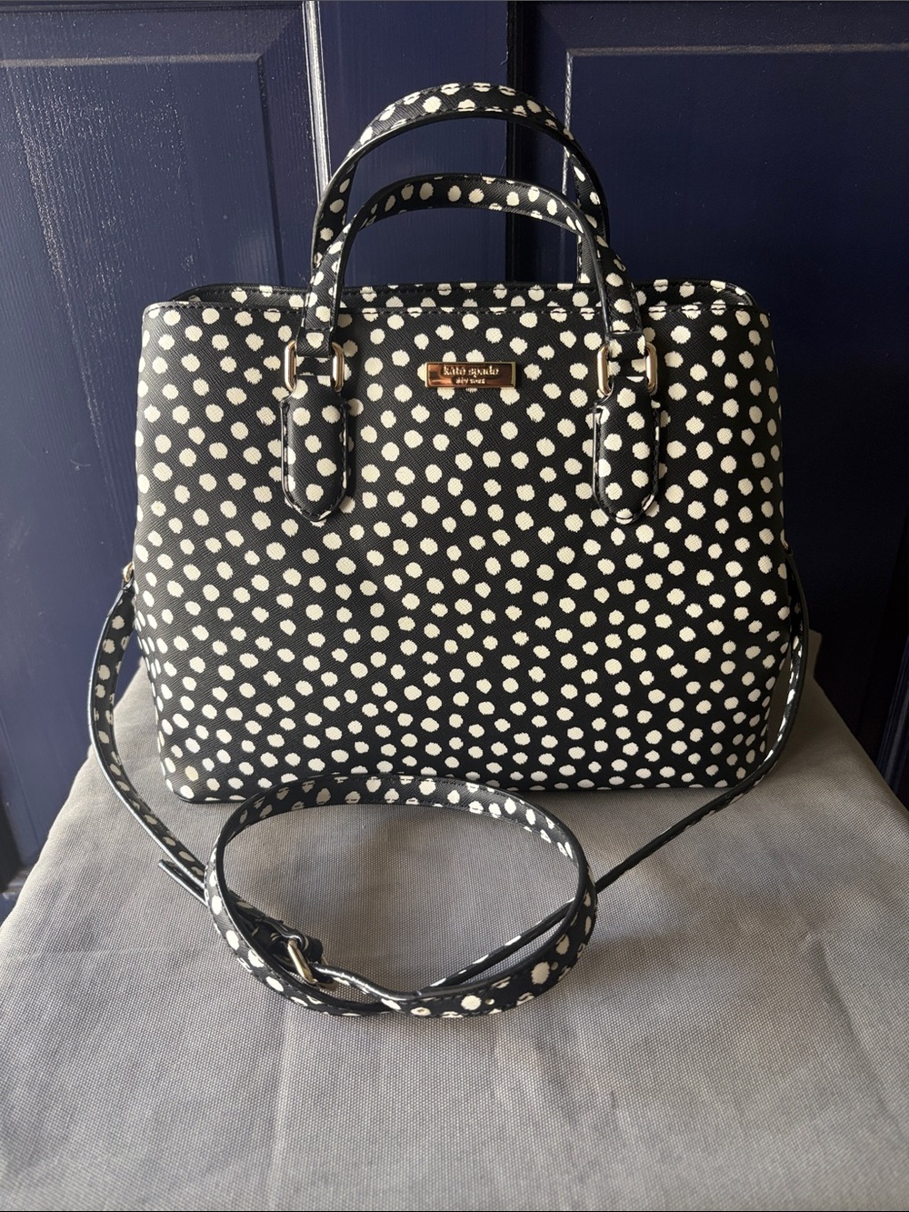 🌺🌺NWT Kate Spade Laurel Way Polka Dot Tote Crossbody B & W Bag